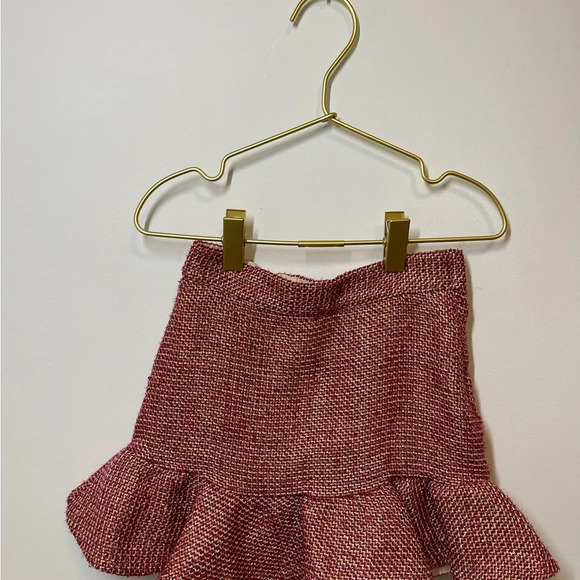 Janie and Jack Girls Pink/ Gold Tweed Boucle Skirt Metallic - Picture 5 of 8